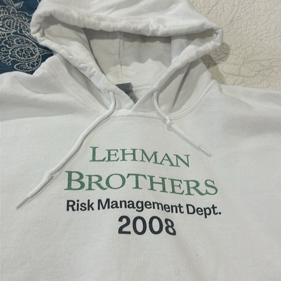 MENS LEHMAN BROTHERS HOODED SWEATSHIRT - LARGE